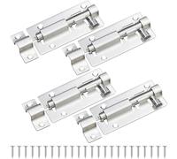 BGOBTY Loquet Coulissant,4 pièces Verrou de Porte,Boulon à Glissière,Cible en Acier Inoxydable,Loquet Porte,Serrure Porte Coulissante avec vis,pour salle de bain,WC,chambre,fenêtre