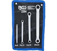 BGS 2264 Jeu de clés polygonales doubles pour vis extérieures profil E, E6xE8-E20xE24, 4 pièces