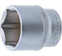 BGS 2932 | Douille pour clé, six pans | 12,5 mm (1/2") | 32 mm | Équerre intérieure 12,5 mm (1/2"), longueur 44,5 mm, acier au chrome vanadium, chromé, mat, avec moletage