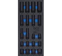 BGS 4130 | Insert de servante d'atelier 1/3 : Douilles à choc, six pans | 12,5 mm (1/2") | 10-24 mm | profondes |20 pièces