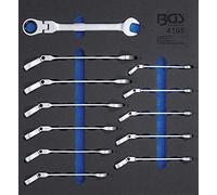 BGS 4195 | Insert de servante d'atelier 2/3 : Jeu de clés mixtes à cliquet | à couder | 8-19 mm | 12 pièces
