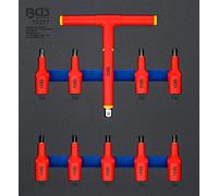 BGS 70217 | Insert de servante d’atelier 2/3 : Jeu de douilles à embouts VDE | 12,5 mm (1/2") | profil T (pour Torx) T20 - T55 | 10 pièces