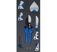 BGS 74441 | Insert de servante d’atelier 1/3 : jeu de ciseaux multifonctions/à onglet | pour tuyaux en matière plastique | 8 pièces