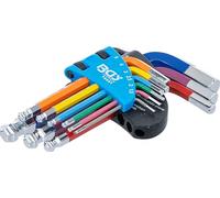BGS 74451 | Jeu de clés allen | multicolore | courtes | six pans femelle, six pans femelle à tête sphérique 1,5-10 mm
