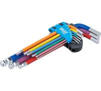 BGS 74452 | Jeu de clés allen | multicolore | six pans femelle, six pans femelle à tête sphérique 1,5-10 mm | 9 pièces