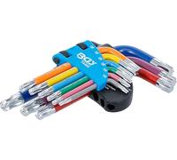 BGS 74466 | Jeu de clés allen | multicolore | courtes | Profil T (pour Torx) avec tête sphérique T10 - T50 | 9 pièces