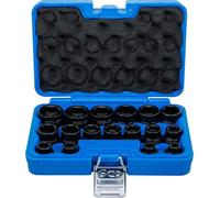 BGS Jeu de douilles de force hexagonales extra-plates, entraînement carré intérieur 12,5 mm (1/2") SW 8 - 24 mm 17pcs - 9286