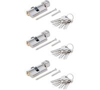 BGS Do it yourself 85260 Cylindre de serrures de sécurité avec bouton, Multicolore, 60 mm (Lot de 3)