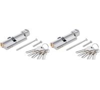 BGS Do it yourself 85280 - Cylindre de serrures de sécurité avec bouton, Multicolore, 80 mm (Lot de 2)