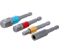 BGS Do it yourself | Jeu d’adaptateurs pour visseuses | Hexagone mâle 6,3 mm (1/4"), 10 mm (3/8"), 12,5 mm (1/2") | Six pans intérieurs 6,3 mm (1/4") | 4 pièces