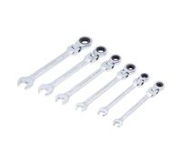 KRAFTMANN 30005 Jeu de clés à cliquet à fourche, POUCE, têtes flexibles 6 pcs.