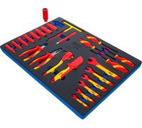 BGS Garniture de servante d'atelier 3/3 : Jeu de douilles VDE entraînement carré intérieur 10 mm (3/8") 26pcs - 70218