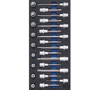 BGS Garniture pour servante d'atelier 1/3 : Jeu de douilles à embout Entraînement Carré intérieur 12,5 mm (1/2") Profilé de calage (pour RIBE) 25 pces - 4117