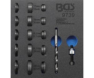 BGS Garniture pour servante d'atelier 1/6 : jeu de perforations pour capteurs de stationnement Ø 17 - 32 mm - 9739