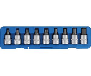 BGS Jeu de douilles à embout, entraînement carré intérieur 20 mm (3/4"), profil en T (pour Torx) 9pcs - 5189