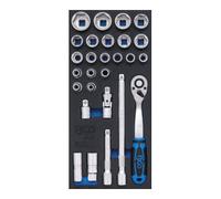 BGS technic Insert de servante d'atelier 1/3 : Jeu de ouilles 12,5 mm (1/2) 27 pièces BGS Quantité:1