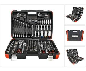 BGS technic Jeu de clés à douilles entraînement 6,3 mm 1/4" 10 mm 3/8" 12,5 mm 1/2" 176 pces ( 15217 )