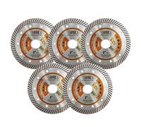 BGTEC Disque Diamant Turbo Super Mince - 5 pièces 125mm Lame de Scie Circulaire Diamètre de l'alésage 22,23 mm Pour découper la céramique/carrelage, le granite et les matériaux durs