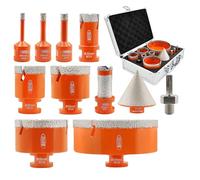BGTEC Foret Diamant Kit Trépan Carrelage - 11pcs(6/8/10/25/40/50/68/110MM+20mm Fraise Diamanté+35mm diamant foret chanfrein) pour Porcelaine, Céramique, Carrelages, Granit, Marbre und Pierre