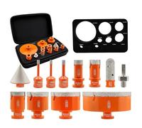 BGTEC Foret Diamant Kit Trépan Carrelage-12pcs 6/6/8/20/25/35/50/68/110mm avec Filetage M14 pour Porcelaine, Céramique,Carrelage,Granit,Marbre, Pierre