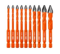 BGTEC Jeu de mèches excentriques Forets à tête inclinée de haute dureté 10 pièces Foret 5MM*2+6MM*4+8MM*2+10MM+12MM pointe carbure pour bois plastique maçonnerie céramique verre béton marbre brique