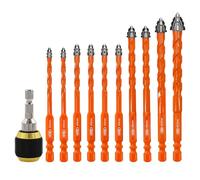 BGTEC Set de Foret Sec - 10 Pièces 5 * 2+6 * 4+8 * 2+10+12MM Trepans Bois Dentelé Nouveau foret excentrique avec un porte-foret pour bois plastique maçonnerie céramique verre béton marbre brique