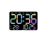 BGTSE Horloge murale LED, réveil numérique avec affichage de la date/semaine/heure, température/humidité - Coloré