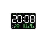 BGTSE Horloge murale LED, réveil numérique avec affichage de la date/semaine/heure, température/humidité - Vert