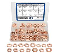 BGTXINGI Lot de 150 rondelles d'étanchéité en cuivre de 15 sortes, joint plat en cuivre, boîte de rondelle d'étanchéité d'huile