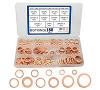 BGTXINGI Lot de 180 rondelles d'étanchéité en cuivre de 15 sortes, joint plat en cuivre, boîte de rondelle d'étanchéité M5 M6 M8 M10 M12 M14 M16 M20