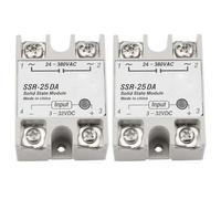 BGTXINGI SSR-25DA Lot de 2 modules de relais monophasés DC Solid State Charge 24-380 V AC Entrée module 3-32 V CC pour processus d'automatisation industrielle (SSR-25DA)