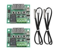 BGTXINGI W1209 Lot de 2 modules de contrôle de température numériques haute précision 12 V CC Micro carte de contrôle de température et thermistance NTC 10 K Capteurs étanches Sonde de température