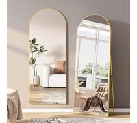 BHFFTHK Miroir sur Pied Arqué 162x53cm,Miroir Pleine Longueur avec Cadre en Aluminium Or, Grand Miroirs de Sol ou Mural HD Suspendu ou Contre Le Mur, pour Salon, Chambre, Couloir, Or