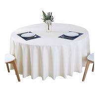 BHOMTY Nappe Ronde en Coton et Chanvre antitache Protéger et décorer la Table Nettoyage Facile Beige Diamètre 240 cm
