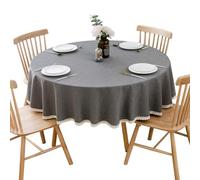 BHOMTY Nappe Ronde en Coton et Lin Protéger et décorer la Table Gris Foncé Diamètre 160 cm