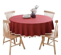 BHOMTY Nappe Ronde en Coton et Lin Protéger et décorer la Table Rouge Diamètre 240 cm