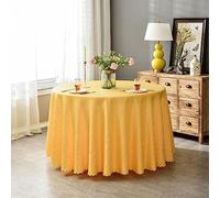 BHOMTY Nappe Ronde Jacquard Convient pour Les Maisons, Les Restaurants, Les hôtels, Les événements, Les conférences et Les Mariages Jaune Diamètre 260 cm