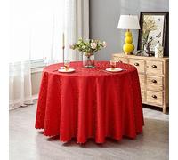 BHOMTY Nappe Ronde Jacquard Convient pour Les Maisons, Les Restaurants, Les hôtels, Les événements, Les conférences et Les Mariages Rouge Diamètre 160 cm
