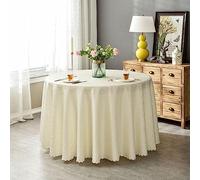 BHOMTY Nappe Ronde Jacquard Convient pour Les Maisons, Les Restaurants, Les hôtels, Les événements, Les conférences et Les Mariages Beige Diamètre 160 cm