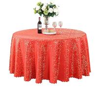 BHOMTY Nappe Ronde Jacquard Convient pour Les Maisons, Les Restaurants, Les hôtels, Les événements, Les conférences et Les Mariages Rouge Brillant Diamètre 240 cm