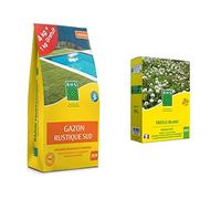 BHS GRSP4 Gazon Rustique Sud 5 kg | Soit 200 m² | Semences Enrichies en Engrais Organique pour Une Implantation Rapide Et Homogène & TRE500 | 500g | 500 m² | Trefle Blanc | Favorise la biodiversité