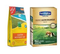 BHS GRSP4 Gazon Rustique Sud 5 kg | Soit 200 m² | Semences Enrichies en Engrais Organique pour Une Implantation Rapide Et Homogène, Fabriqué en France & NATUREN Engrais Gazon Organique 100m² 2,5kg