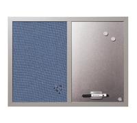 Bi-Office 600x450mm Pearl Cadre Bluebell Combi Fabric/Magnétique Dry Wipe Notice Tableau - Argent