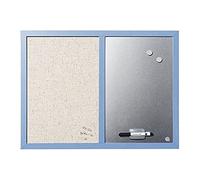 Bi-Office Blue Bells - Tableau Mixte, d'Affichage en Tissu Perle et Magnétique Argent, 60 x 45 cm, Cadre en MDF Bleu