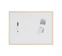 Bi-Office Budget - Tableau Blanc Magnétique, 60 x 45 cm, avec 1 Marqueur et 2 Aimants, Tableau à Mémo avec Cadre en Bois et Surface en Acier Laqué