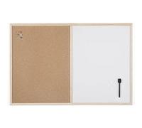 Tableau mixte Liège/Blanc laqué magnétique cadre bois 60 x 90 cm Bi-Office