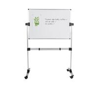 Bi-Office Earth Tableau Blanc Magnétique Pivotant, 1065x750mm, Surface Émaillé double face, Structure en aluminium et plastique noir