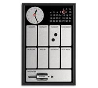 Bi-Office Easy Black Tableau à mémo Calendrier Hebdomadaire avec Horloge Argentée 30 x 45 cm Noir
