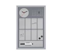 Bi-Office Easy Black Tableau à mémo Calendrier Hebdomadaire avec HorlogeArgentée 30 x 45 cm Gris