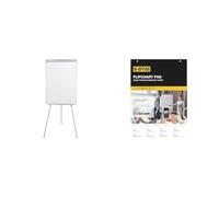Bi-Office Easy-Chevalet de Conférence Trépied, A1, Gris, Paperboard avec Cadre Aluminium et Deux Bras Extensibles & Lot de 5 Blocs de Papier pour Chevalet de Conférence, A1, 20 feuilles lisses, 60g/m²